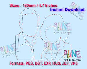 Couple line Machine Embroidery Digital Design