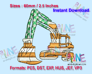 Excavator Machine Embroidery Digital Design