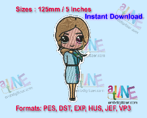 Doll Machine Embroidery Digital Design