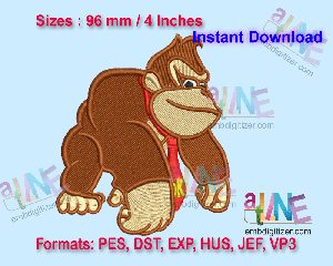 Monkey Gorila Machine Embroidery Digital Design