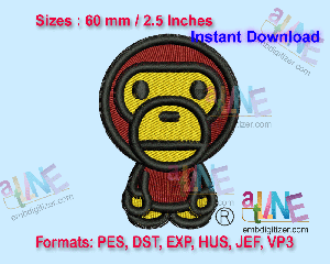 Simple Monkey Machine Embroidery Digital Design