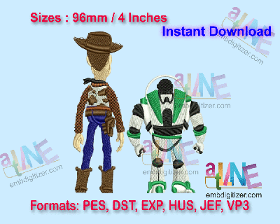 Woody & Buzz Lightyear Machine Embroidery Digital Design