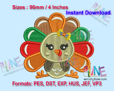 Turkey Bird Machine Embroidery Digital Design