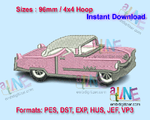 Pink Cadillac Machine Embroidery Digital Design